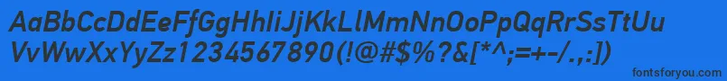 PfdintextproMediumitalic Font – Black Fonts on Blue Background