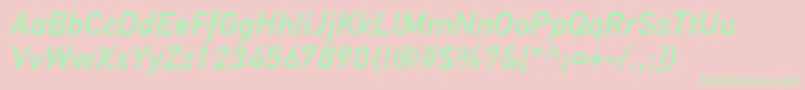 PfdintextproMediumitalic-Schriftart – Grüne Schriften auf rosa Hintergrund