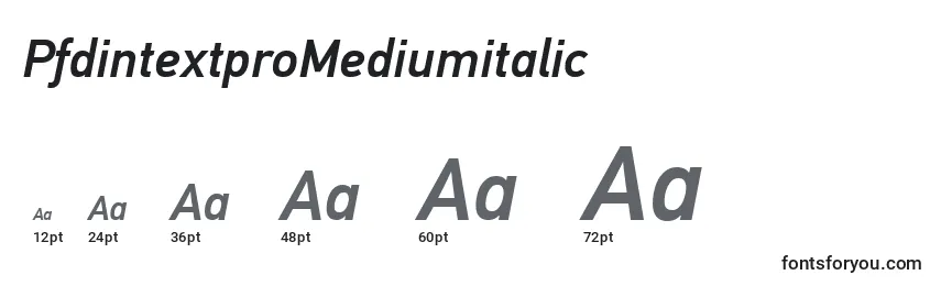 Größen der Schriftart PfdintextproMediumitalic