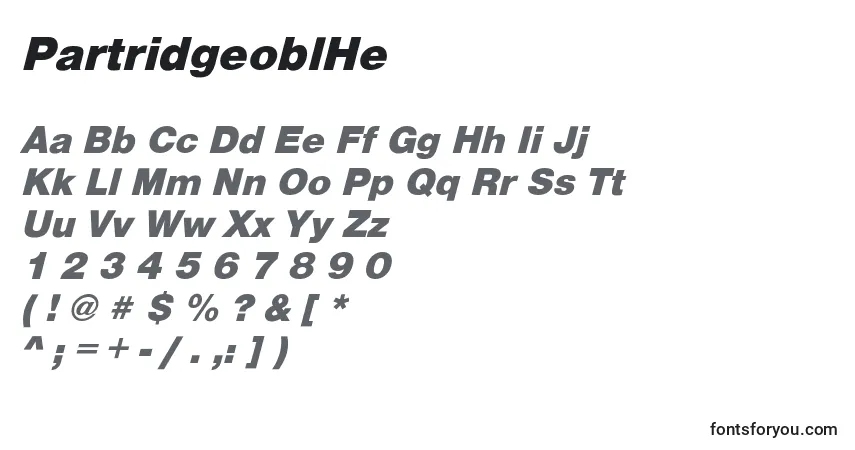 A fonte PartridgeoblHe – alfabeto, números, caracteres especiais