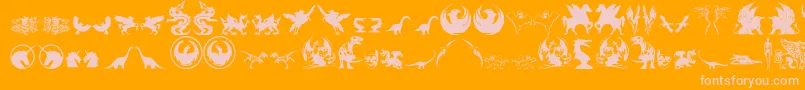 FantasticCreatures-Schriftart – Rosa Schriften auf orangefarbenem Hintergrund