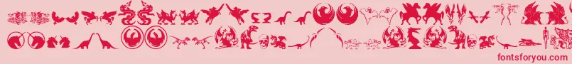 FantasticCreatures-Schriftart – Rote Schriften auf rosa Hintergrund