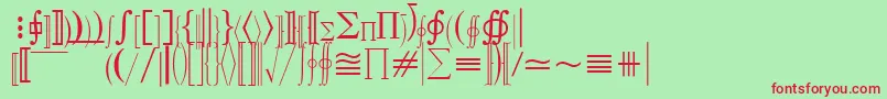 QuantaPiFiveSsi Font – Red Fonts on Green Background