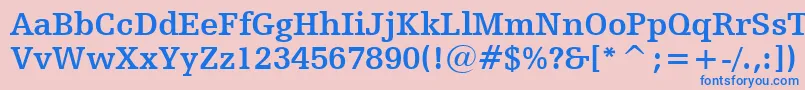 フォントHumanistSlabserif712BoldBt – ピンクの背景に青い文字