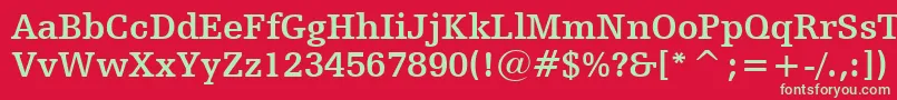 フォントHumanistSlabserif712BoldBt – 赤い背景に緑の文字