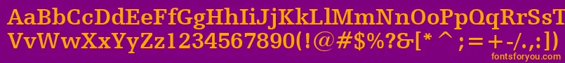 HumanistSlabserif712BoldBt-fontti – oranssit fontit violetilla taustalla