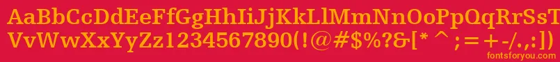 フォントHumanistSlabserif712BoldBt – 赤い背景にオレンジの文字