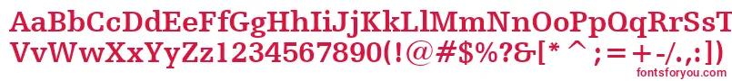 フォントHumanistSlabserif712BoldBt – 白い背景に赤い文字