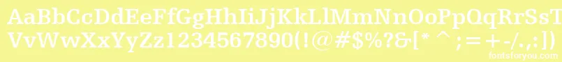 HumanistSlabserif712BoldBt-fontti – valkoiset fontit keltaisella taustalla