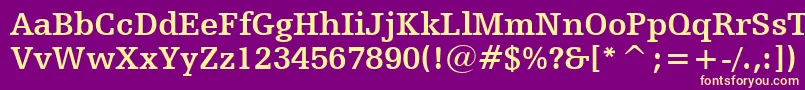 フォントHumanistSlabserif712BoldBt – 紫の背景に黄色のフォント