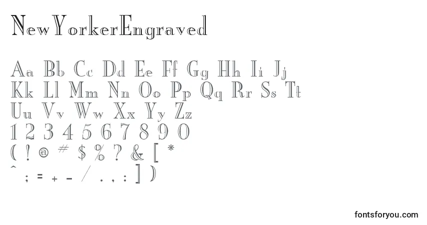 A fonte NewYorkerEngraved – alfabeto, números, caracteres especiais