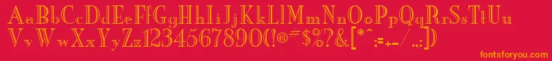 NewYorkerEngraved-Schriftart – Orangefarbene Schriften auf rotem Hintergrund