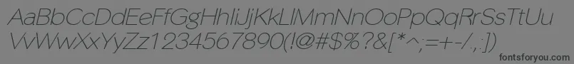 PhinsterfineItalic-Schriftart – Schwarze Schriften auf grauem Hintergrund
