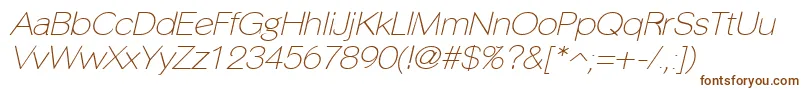 PhinsterfineItalic-fontti – ruskeat fontit valkoisella taustalla