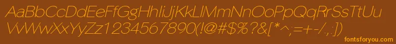 PhinsterfineItalic-Schriftart – Orangefarbene Schriften auf braunem Hintergrund