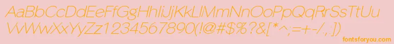 PhinsterfineItalic-Schriftart – Orangefarbene Schriften auf rosa Hintergrund