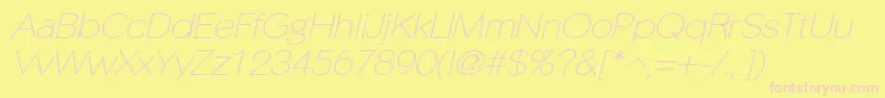 PhinsterfineItalic-Schriftart – Rosa Schriften auf gelbem Hintergrund