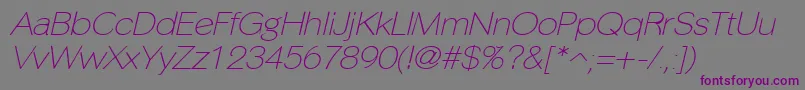PhinsterfineItalic-Schriftart – Violette Schriften auf grauem Hintergrund