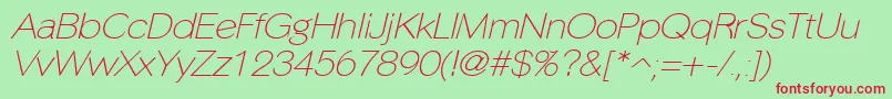 Fonte PhinsterfineItalic – fontes vermelhas em um fundo verde