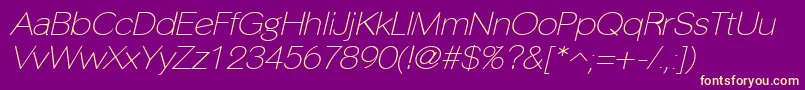 PhinsterfineItalic Font – Yellow Fonts on Purple Background