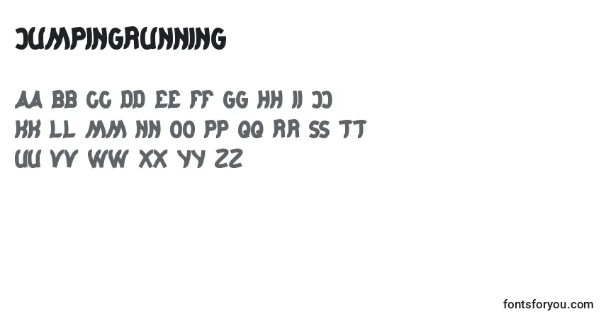 Czcionka JumpingRunning – alfabet, cyfry, specjalne znaki