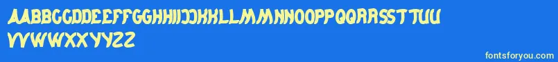 JumpingRunning Font – Yellow Fonts on Blue Background