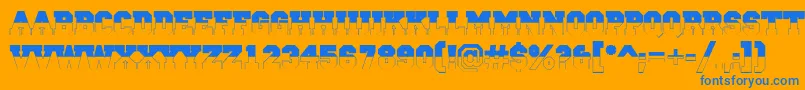 ACampusbwBold-Schriftart – Blaue Schriften auf orangefarbenem Hintergrund