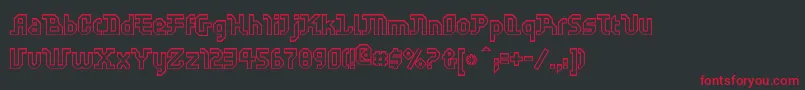 Czcionka Ffscratchoutline – czerwone czcionki na czarnym tle