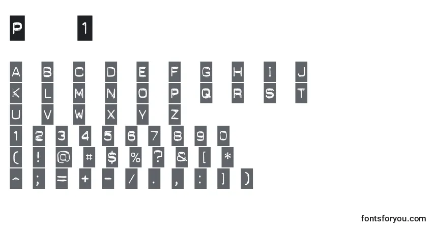 A fonte Punchl1 – alfabeto, números, caracteres especiais