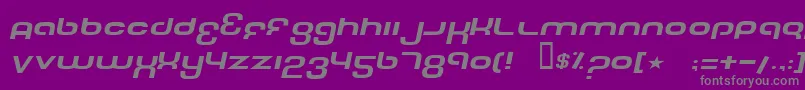 フォントTechFontWideItalic – 紫の背景に灰色の文字