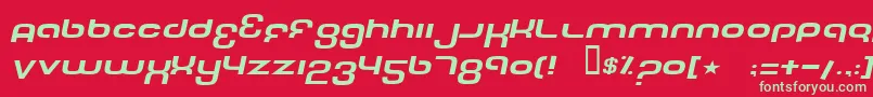 フォントTechFontWideItalic – 赤い背景に緑の文字