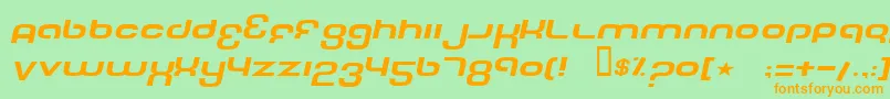 TechFontWideItalic Font – Orange Fonts on Green Background