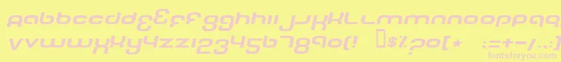 TechFontWideItalic Font – Pink Fonts on Yellow Background