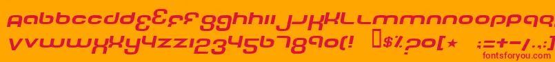 TechFontWideItalic Font – Red Fonts on Orange Background