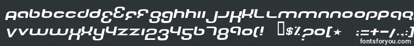 フォントTechFontWideItalic – 黒い背景に白い文字