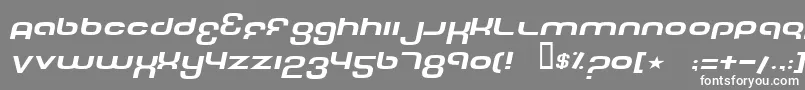 フォントTechFontWideItalic – 灰色の背景に白い文字