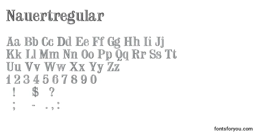 Nauertregular-fontti – aakkoset, numerot, erikoismerkit