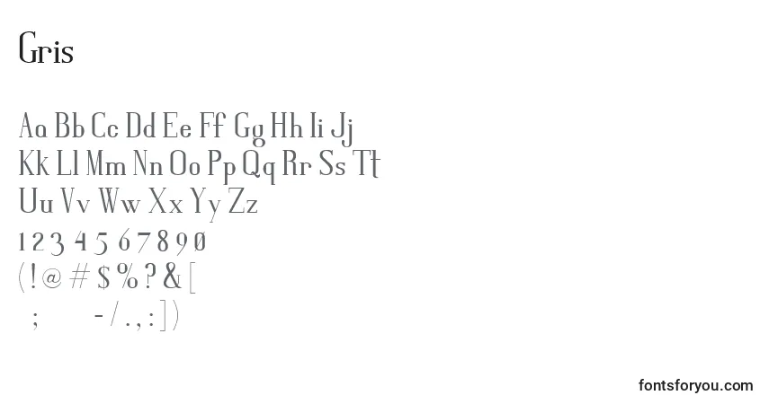A fonte Gris – alfabeto, números, caracteres especiais