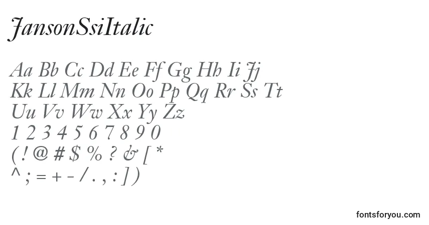 A fonte JansonSsiItalic – alfabeto, números, caracteres especiais