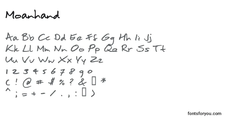 A fonte Moanhand – alfabeto, números, caracteres especiais