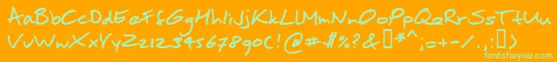 Moanhand-Schriftart – Grüne Schriften auf orangefarbenem Hintergrund