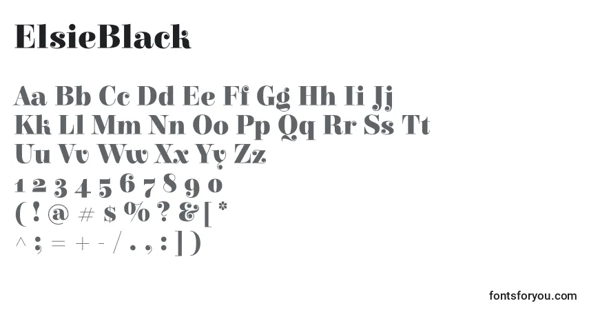 Czcionka ElsieBlack – alfabet, cyfry, specjalne znaki