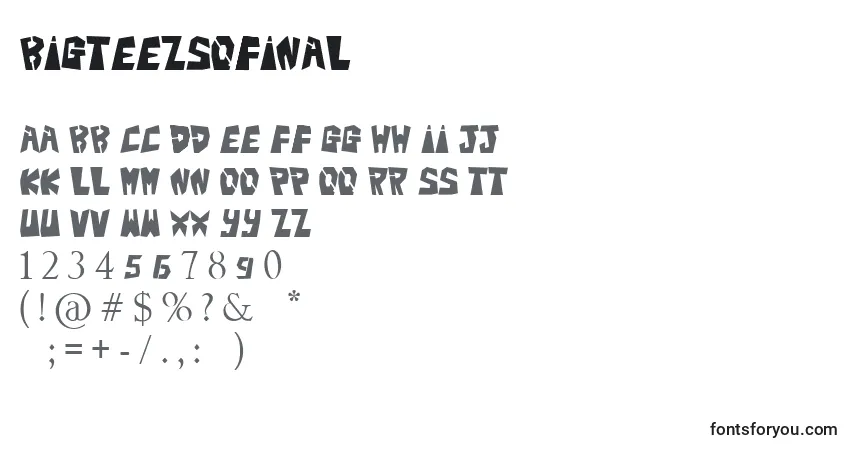 A fonte Bigteezsqfinal – alfabeto, números, caracteres especiais