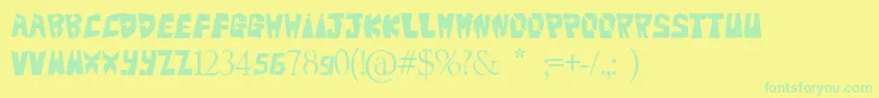 Bigteezsqfinal Font – Green Fonts on Yellow Background