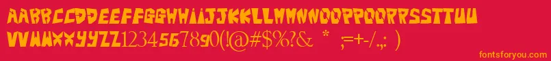 Bigteezsqfinal Font – Orange Fonts on Red Background