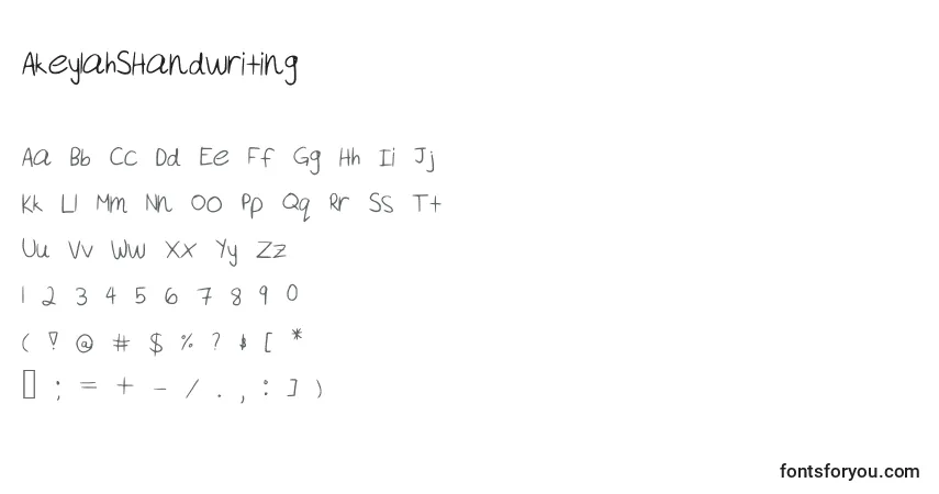 Schriftart AkeylahSHandwriting – Alphabet, Zahlen, spezielle Symbole