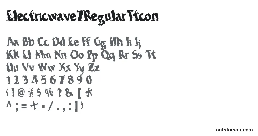 Шрифт Electricwave7RegularTtcon – алфавит, цифры, специальные символы