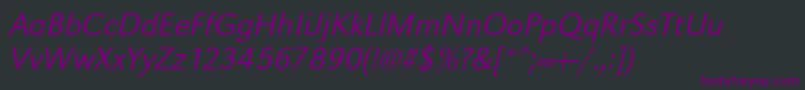 Fonte UrwgrotesktligOblique – fontes roxas em um fundo preto