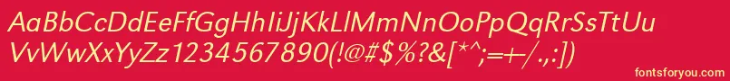 UrwgrotesktligOblique Font – Yellow Fonts on Red Background