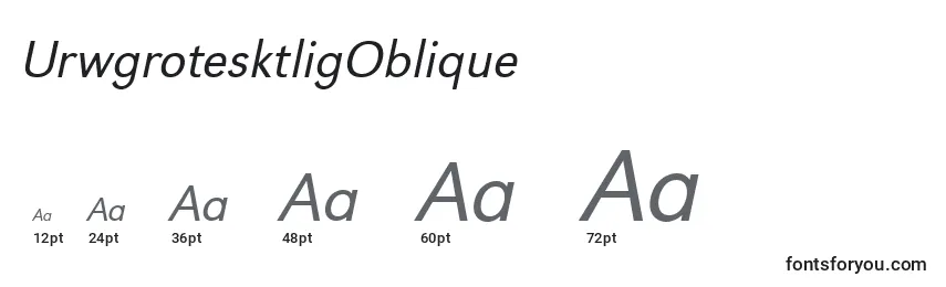 Размеры шрифта UrwgrotesktligOblique